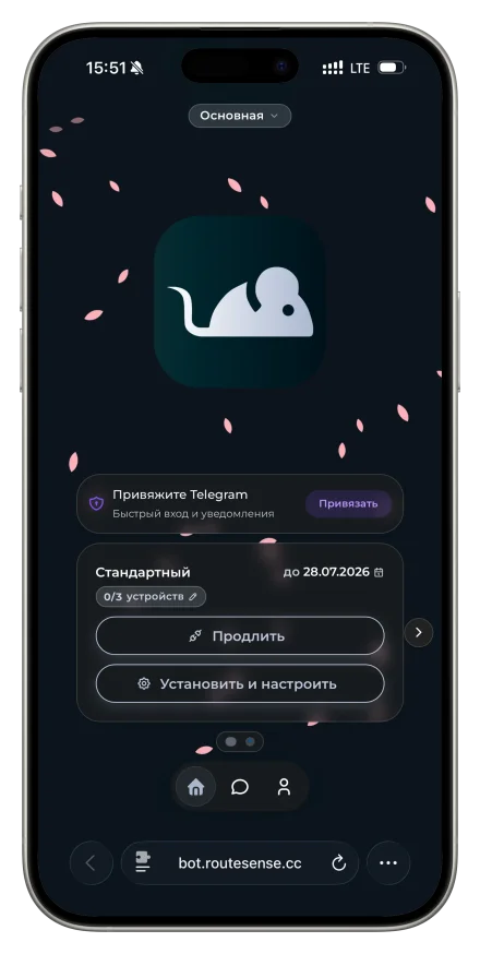 Личный кабинет RouteSense: ключи доступа, серверы, остаток трафика